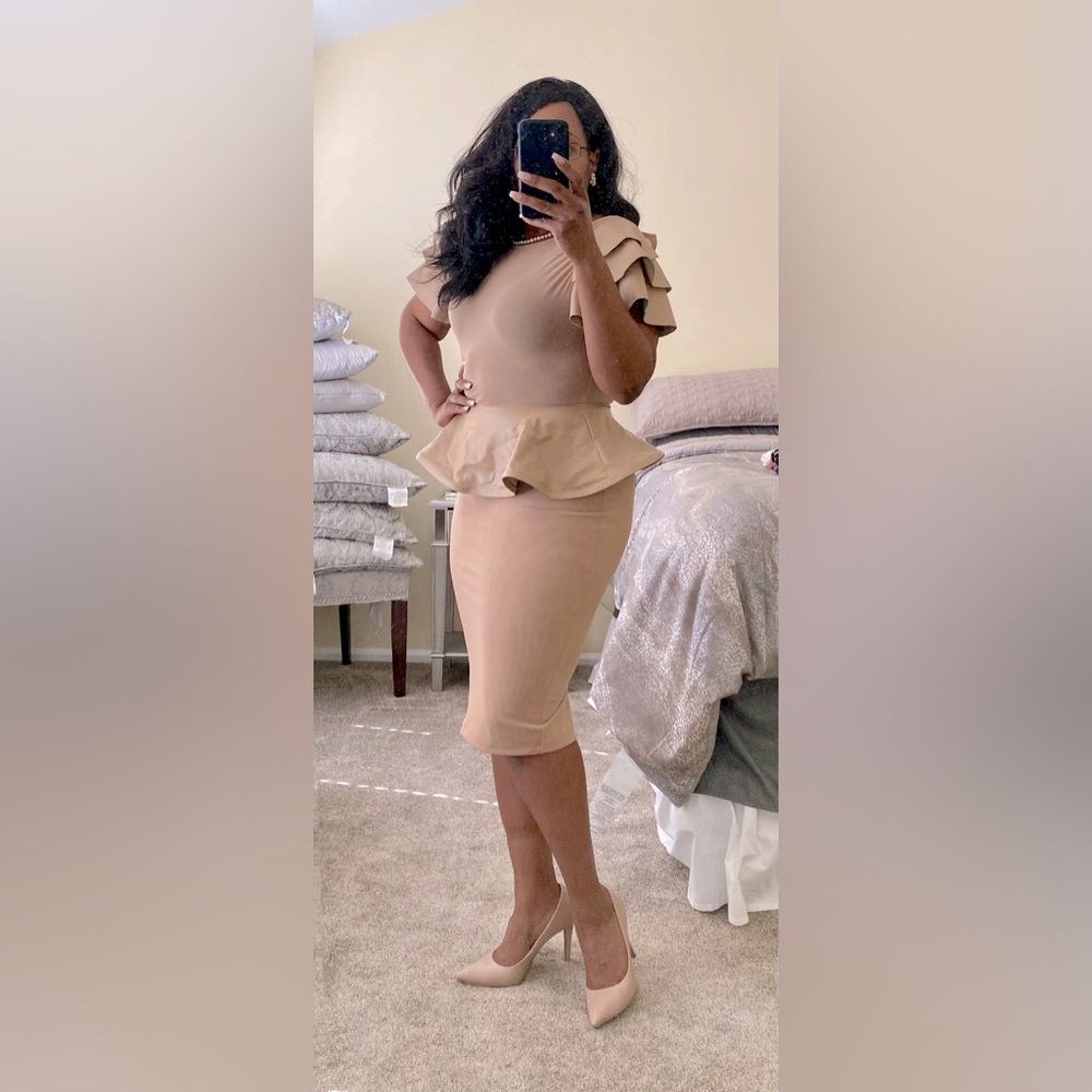 CQ by CQ Mesh Peplum Midi Dress, Small